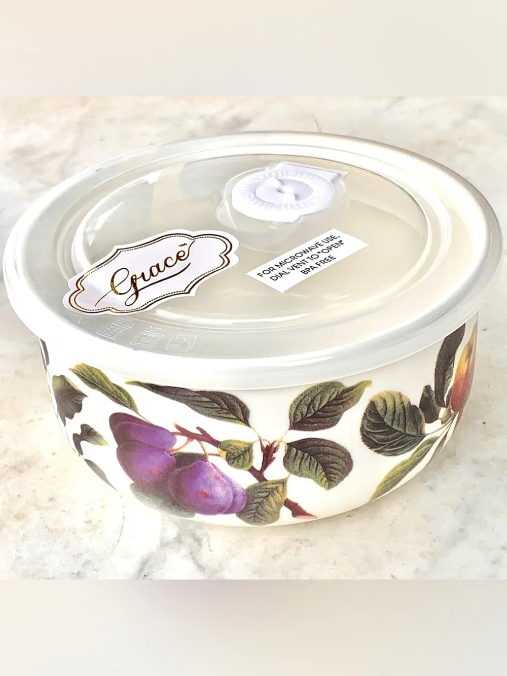 GRACE’S TEAWARE HARVEST CONTAINER BOWL NEW 16 OZ  FRUIT GREEN 5 IN PORCELAIN